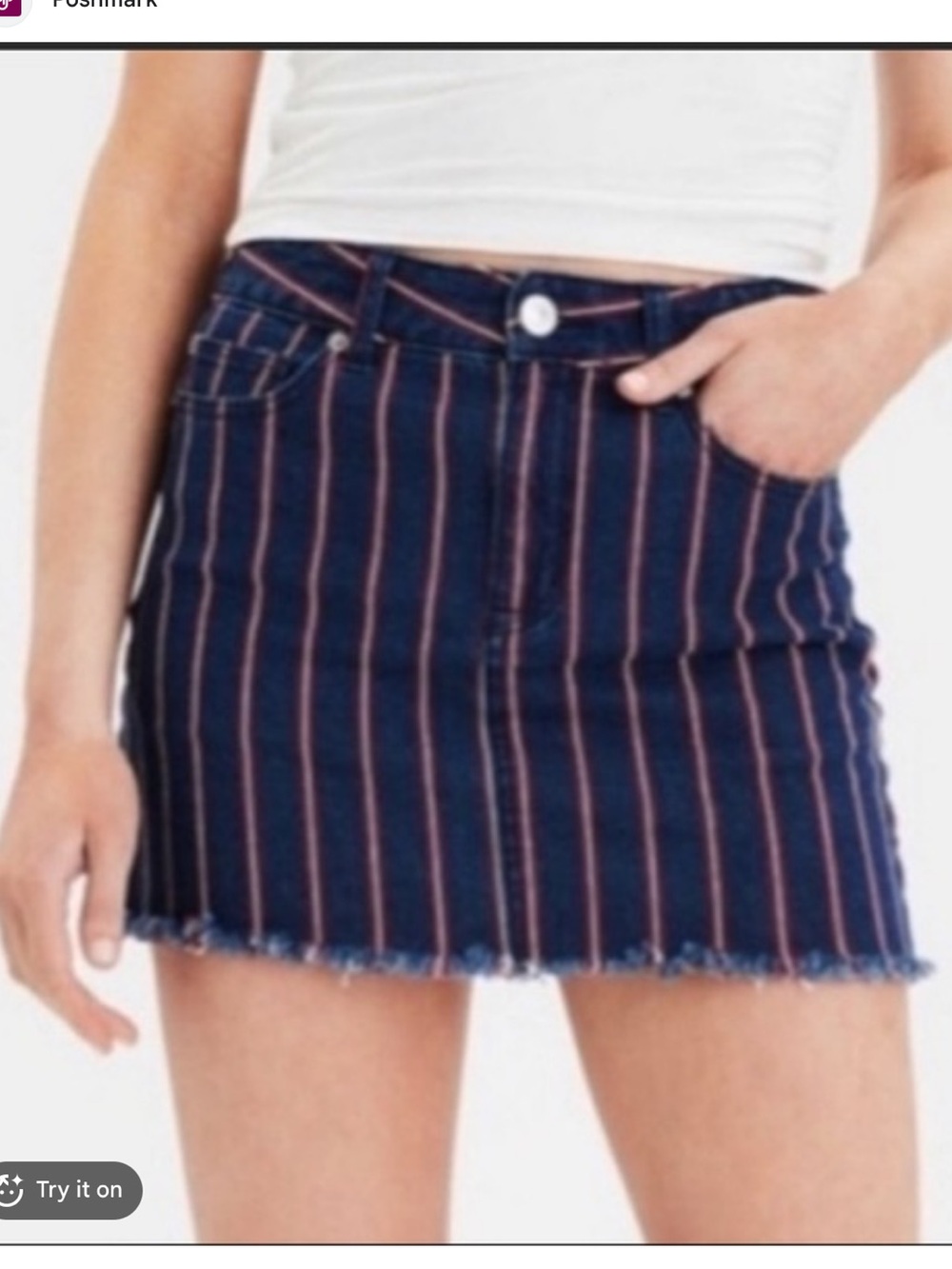 American Eagle Stripped Jean Skirt